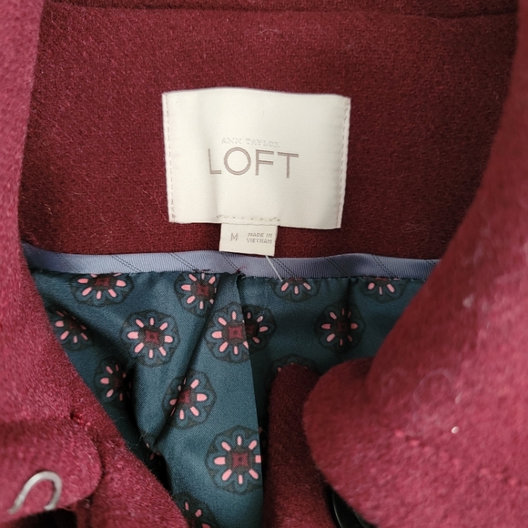 Loft Burgundy Pea Coat - Picture 3 of 4